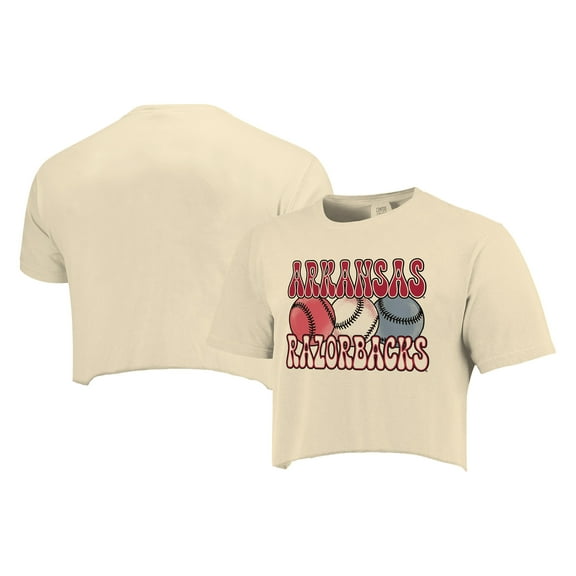 Women's Natural Arkansas Razorbacks Comfort Colors Baseball Cropped T-Shirt