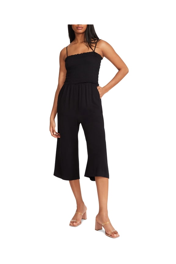 Women's Natural Beauty Smocked Wide-Leg Jumpsuit Black M