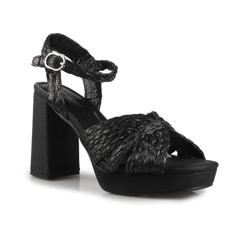 Women's Natural Elegance Raffia Block Heeled Platform Sandals
