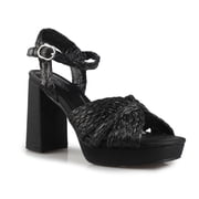 Womens Natural Elegance Raffia Block Heeled Platform Sandals