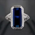 thumbnail image 1 of Women's Natural Emerald Large Rectangular Inlaid Zircon Ring, 1 of 1