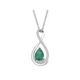 thumbnail image 1 of Women's Natural Emerald Pendant Necklace with Diamonds in Sterling Silver, 18", 1 of 5