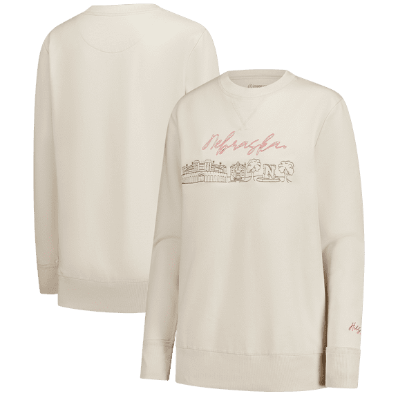 Women's Natural Nebraska Huskers Campus Vintage Wash Fleece Sweatshirt