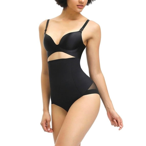 Women's Natural Shaping Girdle 3 Rows Hooks High Rise Butt Lifter Mesh Tight Fitting Panties Underwear BLACK L