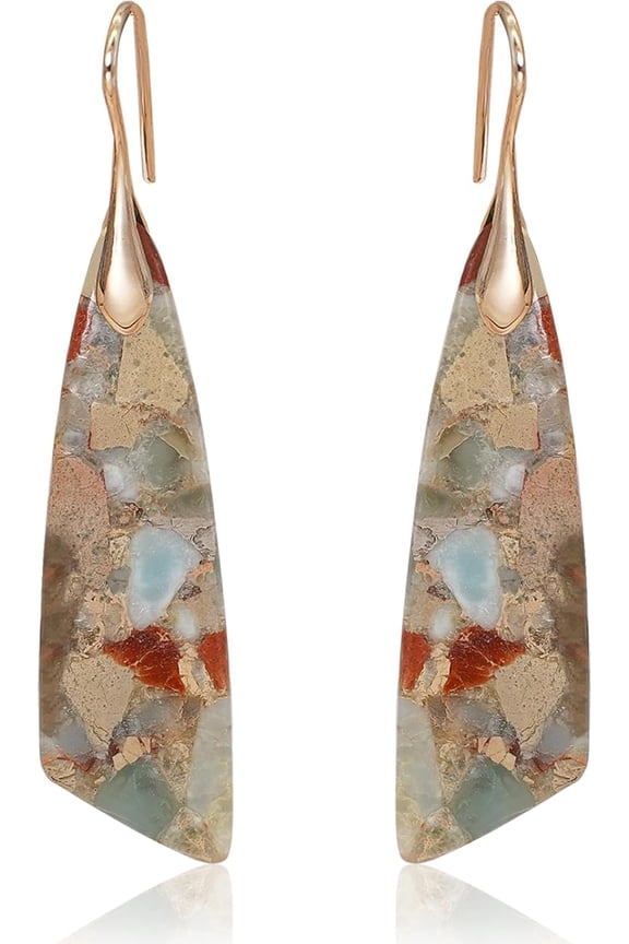 Women's Natural Stone Earrings Boho Triangle Drop Earrings