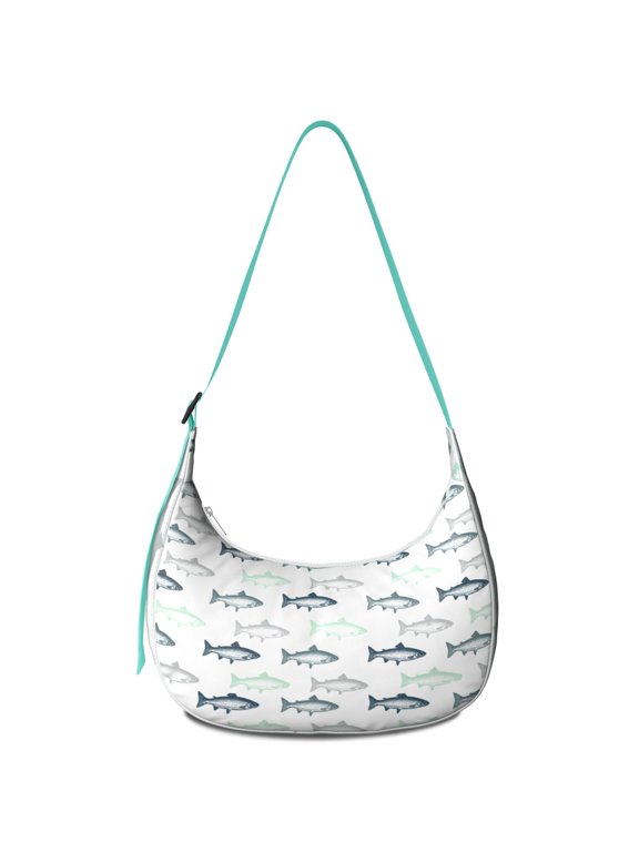 Women’s Nautical Fish Shoulder Bag – Water-Resistant Lightweight Crossbody Purse with Colorful Tropical Fish and Seaside Beach Pattern, Marine Life Inspired Design, Durable Travel Tote