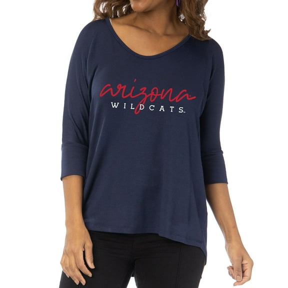 Women's Navy Arizona Wildcats Tamara Scoop Neck 3/4-Sleeve Top