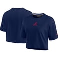 thumbnail image 1 of Women's Navy Atlanta Braves Elements Super Soft Boxy Cropped T-Shirt, 1 of 7