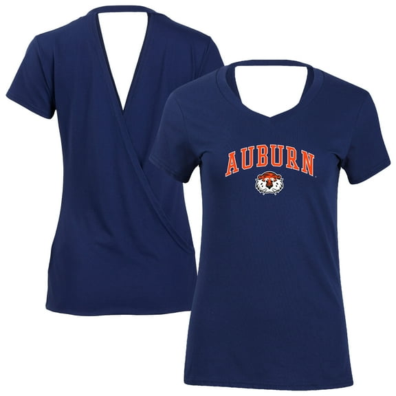Women's Navy Auburn Tigers Bella Crossover Back V-Neck T-Shirt