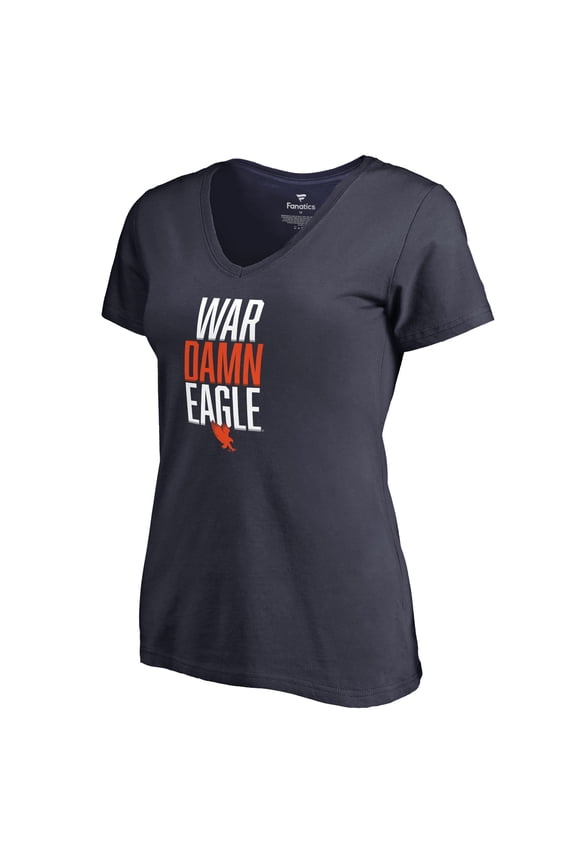 Women's Navy Auburn Tigers Hometown Collection War Damn Eagle V-Neck T-Shirt