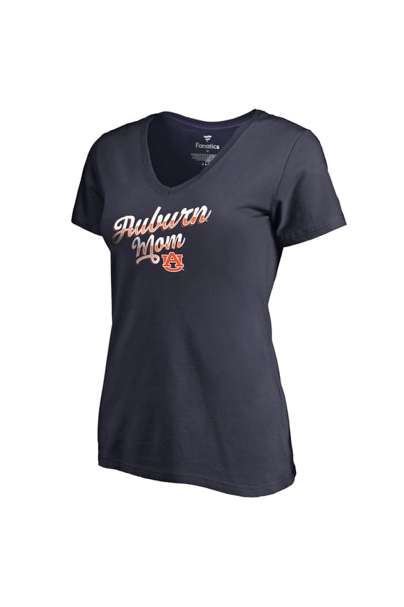 Women's Navy Auburn Tigers Team Mom V-Neck T-Shirt