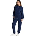thumbnail image 1 of Women's Navy Blue Ribbed Knit Cropped Hoodie and Joggers Set - [ZhiHiMeRi] | (US 20-22)2XL, 1 of 12