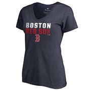 Womens Navy Boston Red Sox Fade Out V-Neck T-Shirt