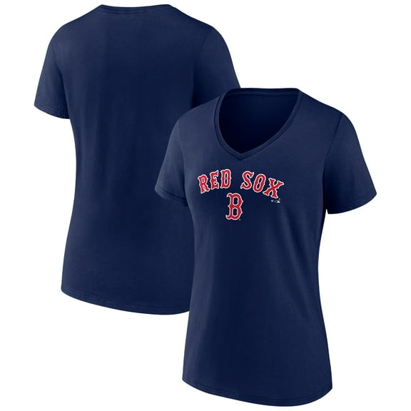 Women's Navy Boston Red Sox Lockup V-Neck T-Shirt
