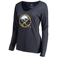 thumbnail image 1 of Women's Navy Buffalo Sabres Splatter Logo V-Neck Long Sleeve T-Shirt, 1 of 4