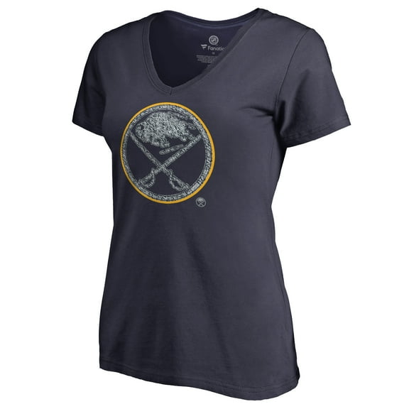 Women's Navy Buffalo Sabres Static Logo V-Neck T-Shirt