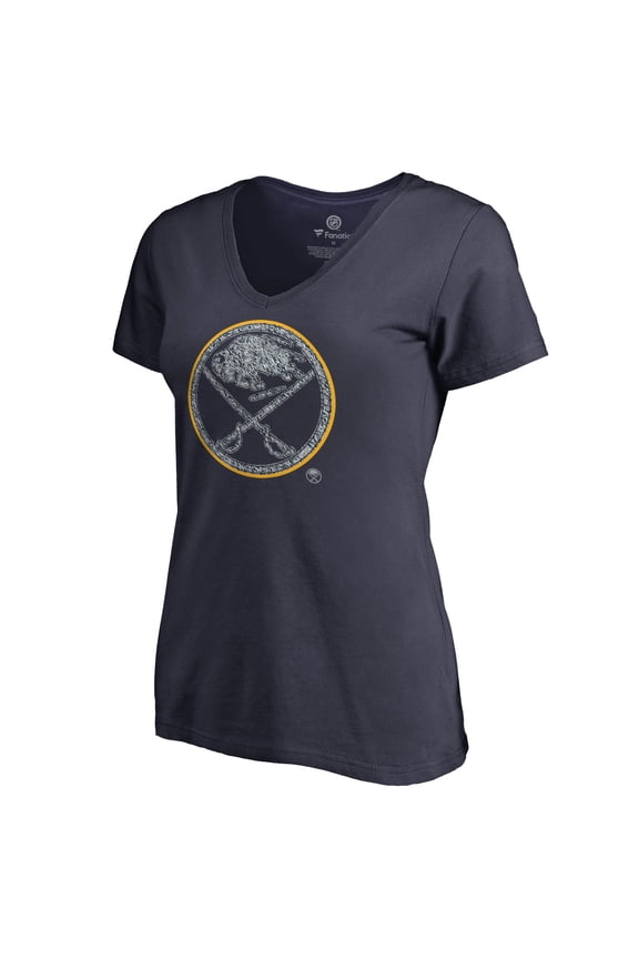 Women's Navy Buffalo Sabres Static Logo V-Neck T-Shirt