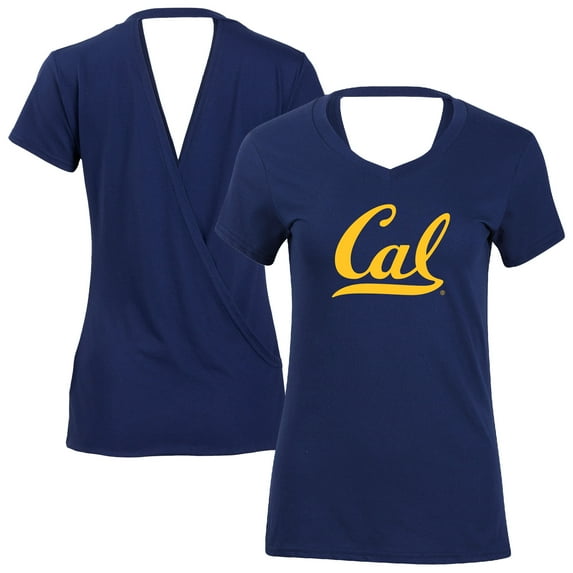 Women's Navy Cal Bears Bella Crossover Back V-Neck T-Shirt