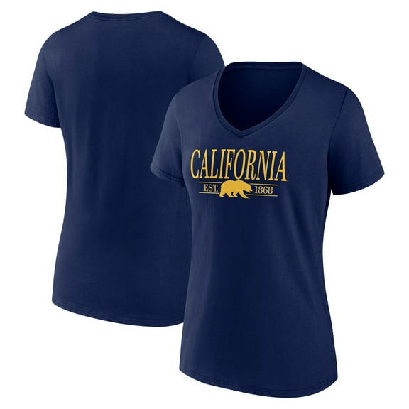 Women's Navy Cal Bears Essential Stack V-Neck T-Shirt