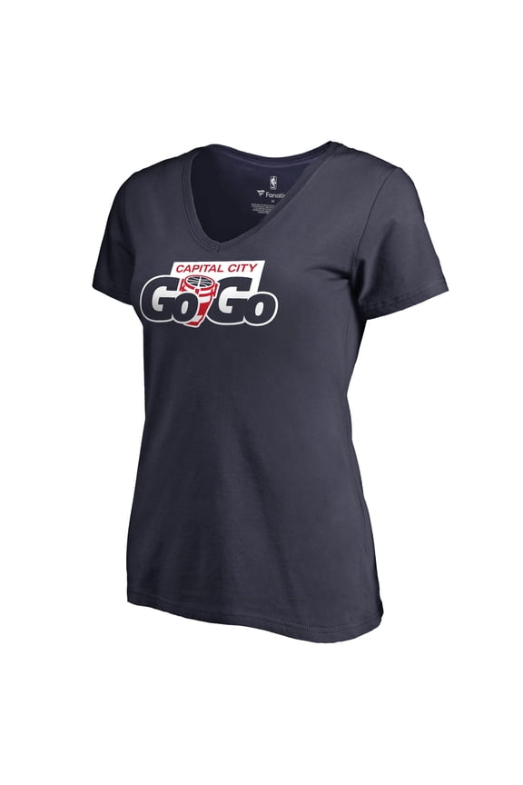 Women's Navy Capital City Go-Go Primary Logo V-Neck T-Shirt