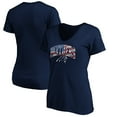thumbnail image 1 of Women's Navy Carolina Panthers Logo Banner Wave V-Neck T-Shirt, 1 of 3