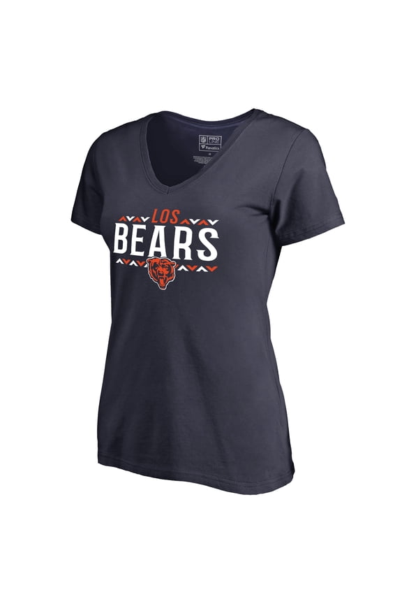 Women's Navy Chicago Bears Arriba V-Neck T-Shirt