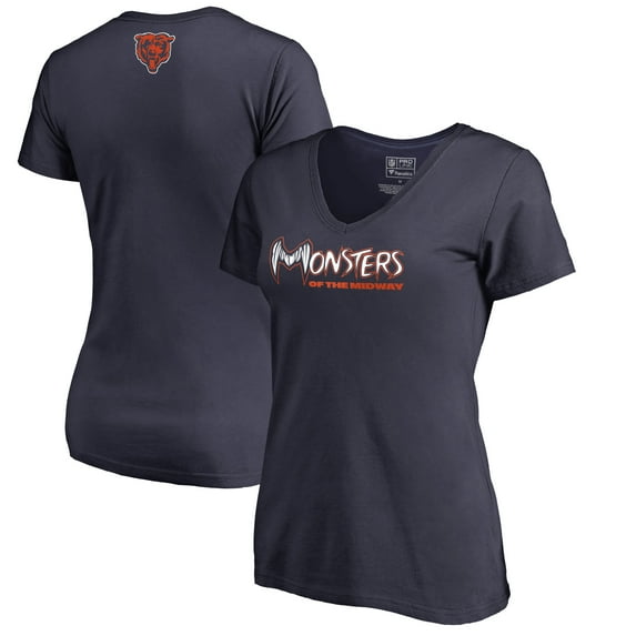 Women's Navy Chicago Bears Monsters V-Neck T-Shirt