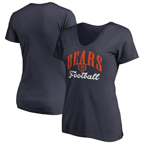 Women's Navy Chicago Bears Victory Script V-Neck T-Shirt
