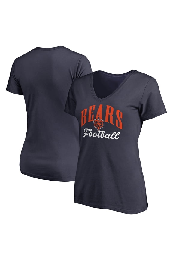 Women's Navy Chicago Bears Victory Script V-Neck T-Shirt