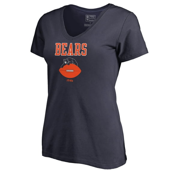 Women's Navy Chicago Bears Vintage Team Lockup V-Neck T-Shirt