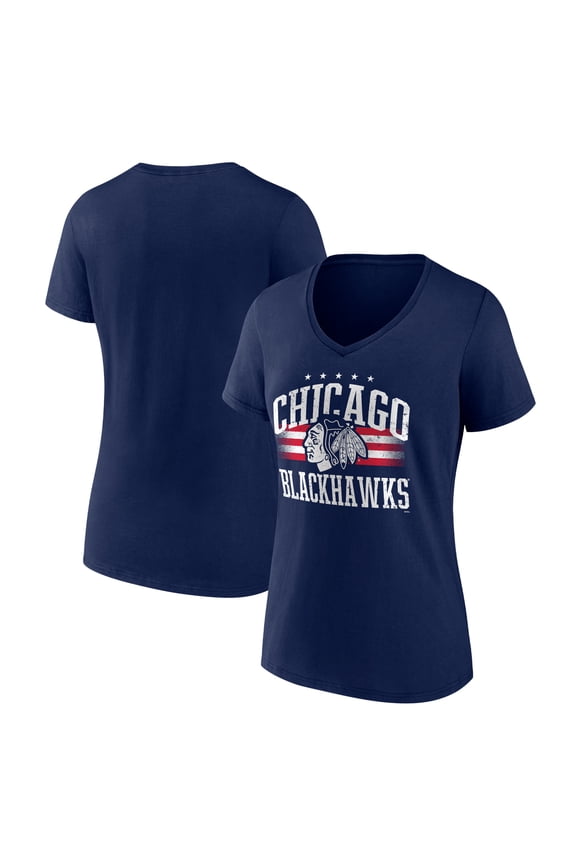 Women's Navy Chicago Blackhawks Americana Team V-Neck T-Shirt
