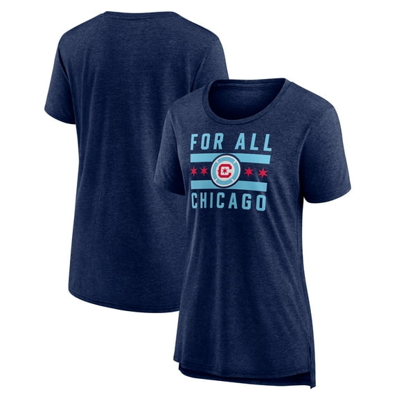 Women's Fanatics Heather Navy Chicago Fire Iconic Break It Loose Tri-Blend T-Shirt