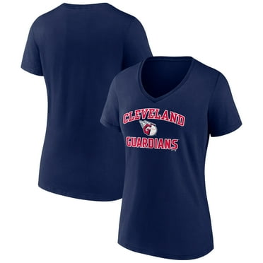 Women's Navy Cleveland Guardians Heart and Soul V-Neck T-Shirt