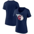 thumbnail image 1 of Women's Navy Cleveland Guardians Official Logo V-Neck T-Shirt, 1 of 3