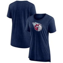 Women's Navy Cleveland Guardians Weathered Official Logo Tri-Blend T-Shirt