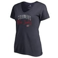 thumbnail image 1 of Women's Navy Columbus Blue Jackets Graceful V-Neck T-Shirt, 1 of 3