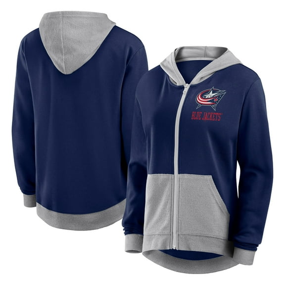 Women's Logo Athletic Navy Columbus Blue Jackets Hit It French Terry Full-Zip Hoodie