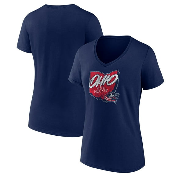 Women's Navy Columbus Blue Jackets Native V-Neck T-Shirt
