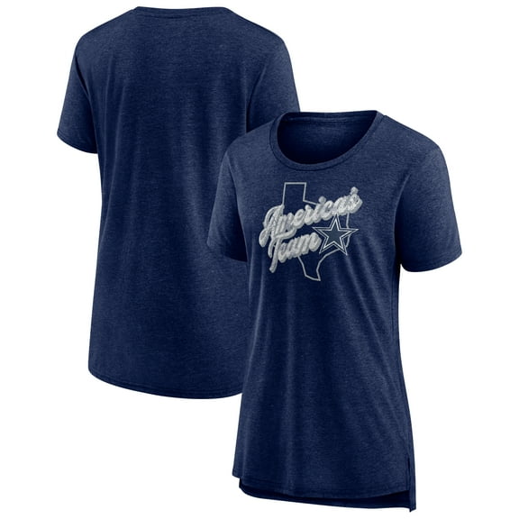 Women's  Navy Dallas Cowboys First Down Distressed Tri-Blend T-Shirt
