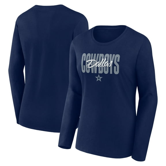 Women's Logo Athletic Navy Dallas Cowboys Grip Long Sleeve T-Shirt