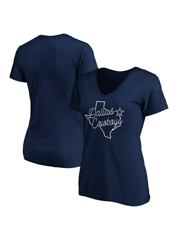 Women's Navy Dallas Cowboys Script V-Neck T-Shirt