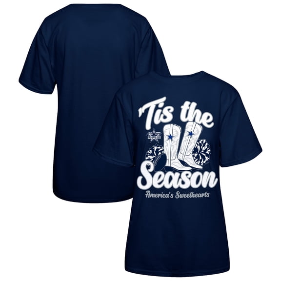 Women's Navy Dallas Cowboys 'Tis The Season Boots T-Shirt