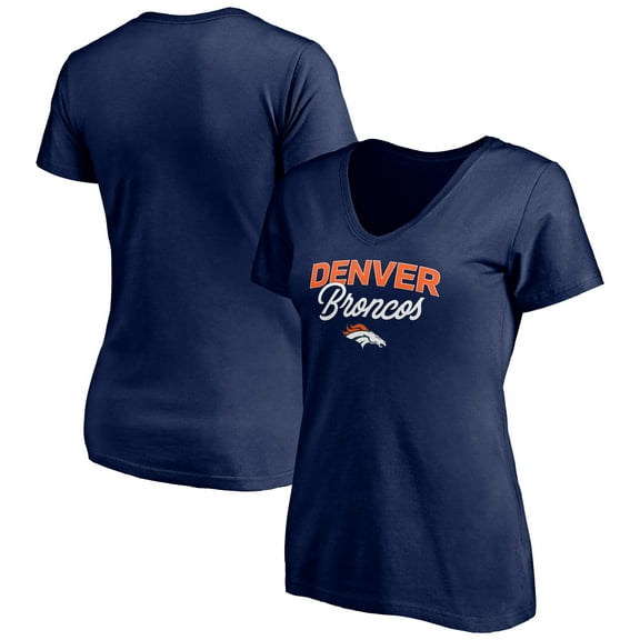 Women's Navy Denver Broncos Depth Chart V-Neck T-Shirt