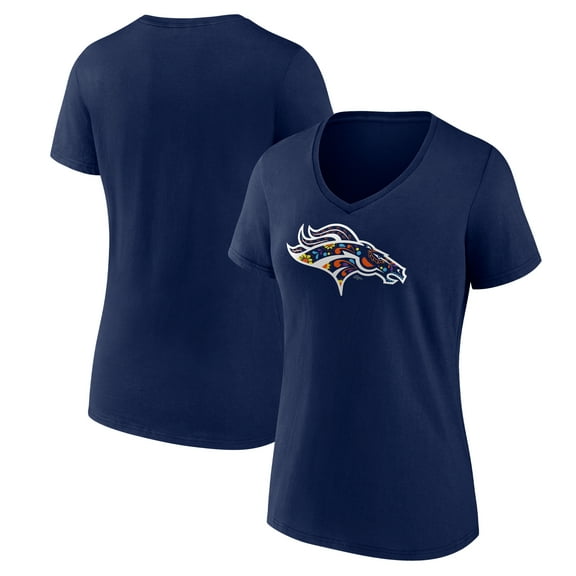 Women's  Navy Denver Broncos Mexico Bronco V-Neck T-Shirt