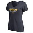 thumbnail image 1 of Women's Navy Denver Nuggets Script Assist V-Neck T-Shirt, 1 of 3