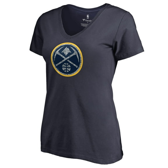 Women's Navy Denver Nuggets Static Logo V-Neck T-Shirt