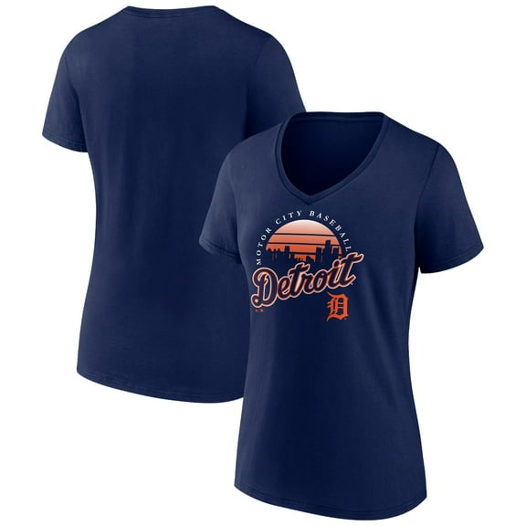 Women's Navy Detroit Tigers One Champion V-Neck T-Shirt