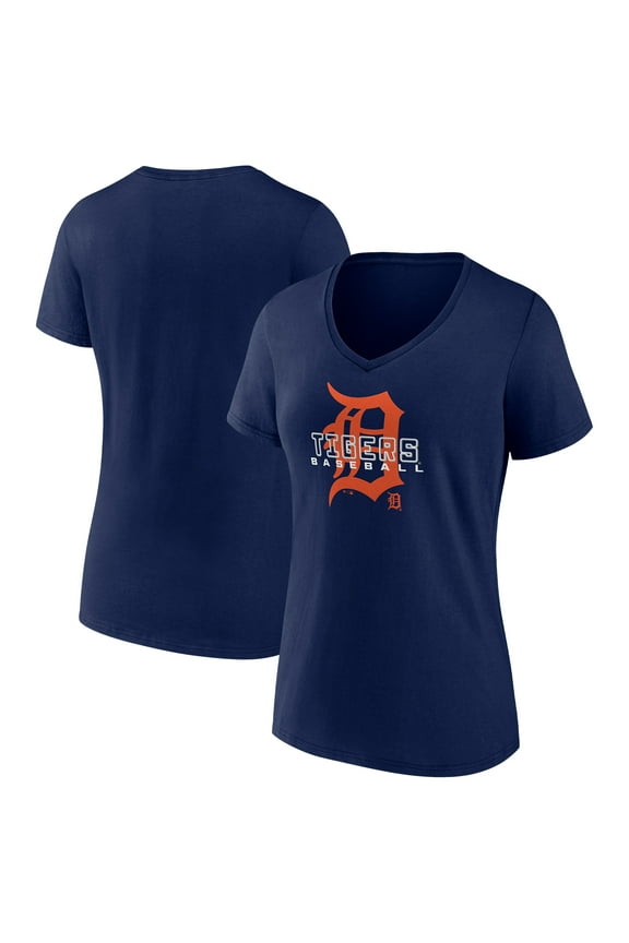 Women's Navy Detroit Tigers Stellar V-Neck T-Shirt
