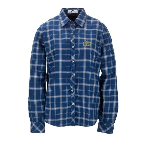 Women's Navy Drexel Dragons Brewer Flannel Button-Down Long Sleeve Shirt