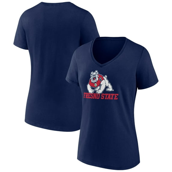 Women's Navy Fresno State Bulldogs Campus V-Neck T-Shirt